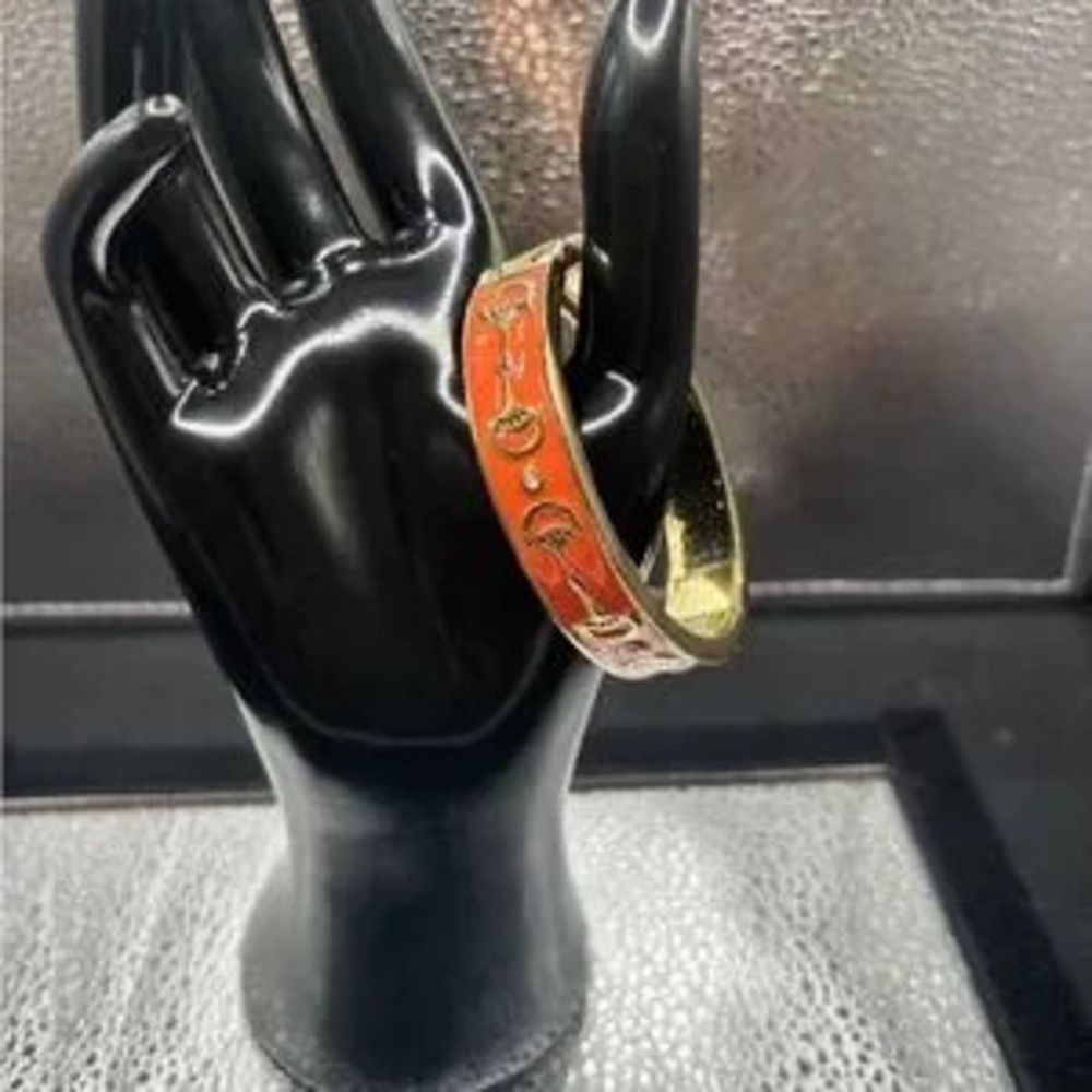 Gold and Orange Enamel Bangle